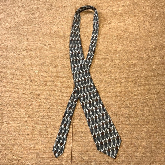 Fabio Fazio Silk Tie Italy Geometric Diamond Pattern Luxury Menswear - Picture 7 of 10